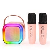 Karaoke gép gyerekeknek Felnőtteknek Hordozható Bluetooth hangszóró 2 vezeték nélküli mikrofonnal gyermekek éneklő Bluetooth hangszórójához