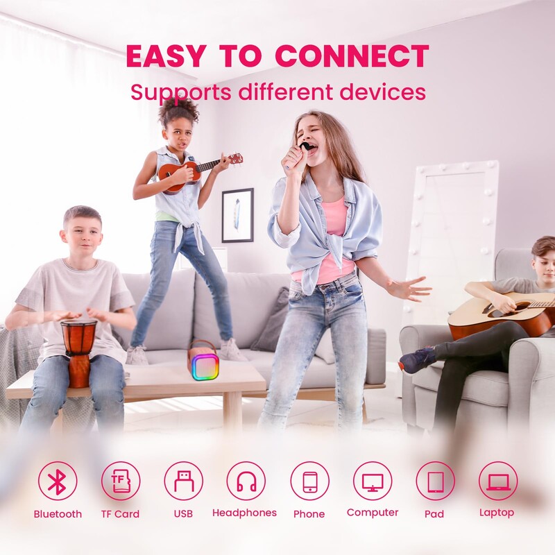 Karaoke gép gyerekeknek Felnőtteknek Hordozható Bluetooth hangszóró 2 vezeték nélküli mikrofonnal gyermekek éneklő Bluetooth hangszórójához