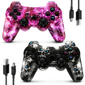 Belaidis žaidimų valdiklis PS3 žaidimų pultui, skirtas Double Shock 3 Bluetooth-4.0 vairasvirtė USB kompiuterio valdikliui, skirtas PS3 joypad