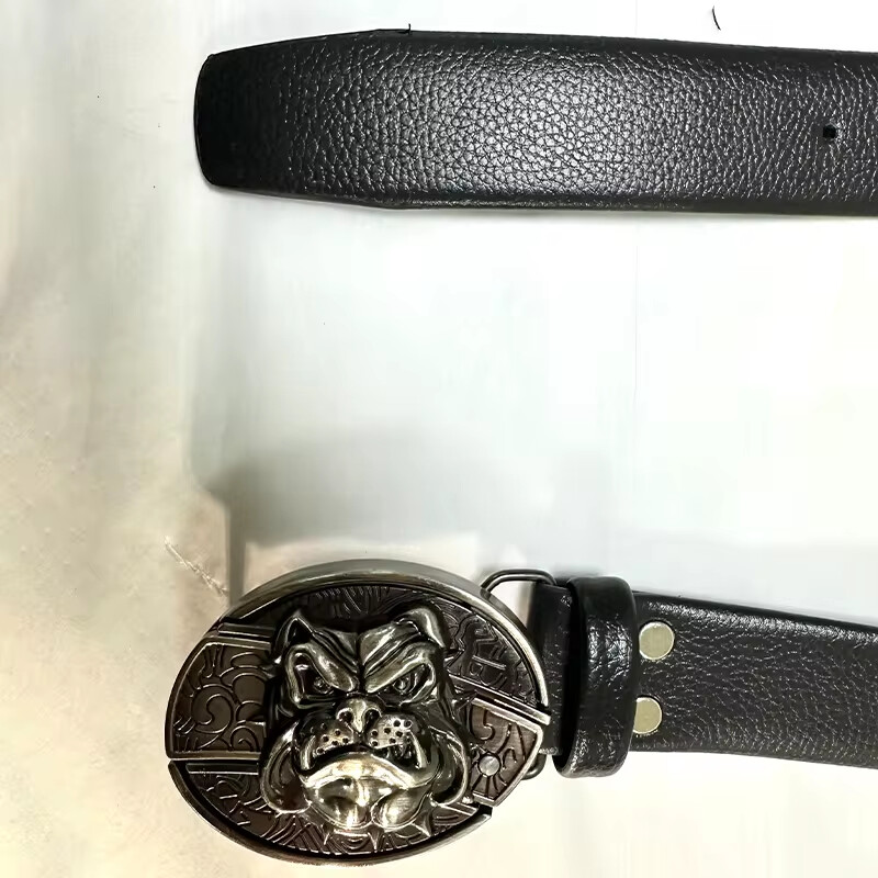 Vintage öv állítható fém csattal divatos derékpánt férfiaknak Punk Western Cowboy derékpánt Stílusos dombornyomott öv csattal