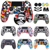 Carcasă din silicon moale anti-alunecare pentru controler PS4 Gamepad Joystick Carcase Accesorii pentru jocuri pentru pielea Playstation4 cu cadouri gratuite
