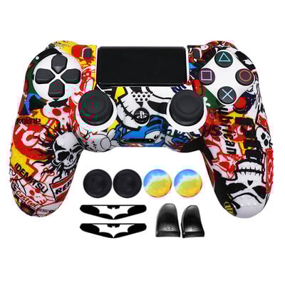 Carcasă din silicon moale anti-alunecare pentru controler PS4 Gamepad Joystick Carcase Accesorii pentru jocuri pentru pielea Playstation4 cu cadouri gratuite