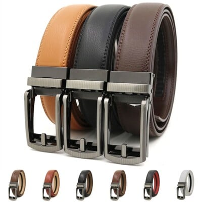 Férfi Click Belt Automata csat 110cm 120cm 130cm Komfort bőr racsnis ruha csúszócsattal állítható szegéllyel