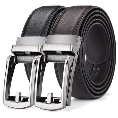 Férfi Click Belt Business Luxus Designer márka Valódi bőr övek Farmerek Automatikusan állítható ötvözet csat derékpántok Övek