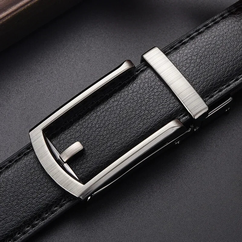 Pánsky opasok Click Belt Business Luxusný dizajnérsky značkový opasok z pravej kože, džínsový automatický nastaviteľný popruh s prackou z zliatiny