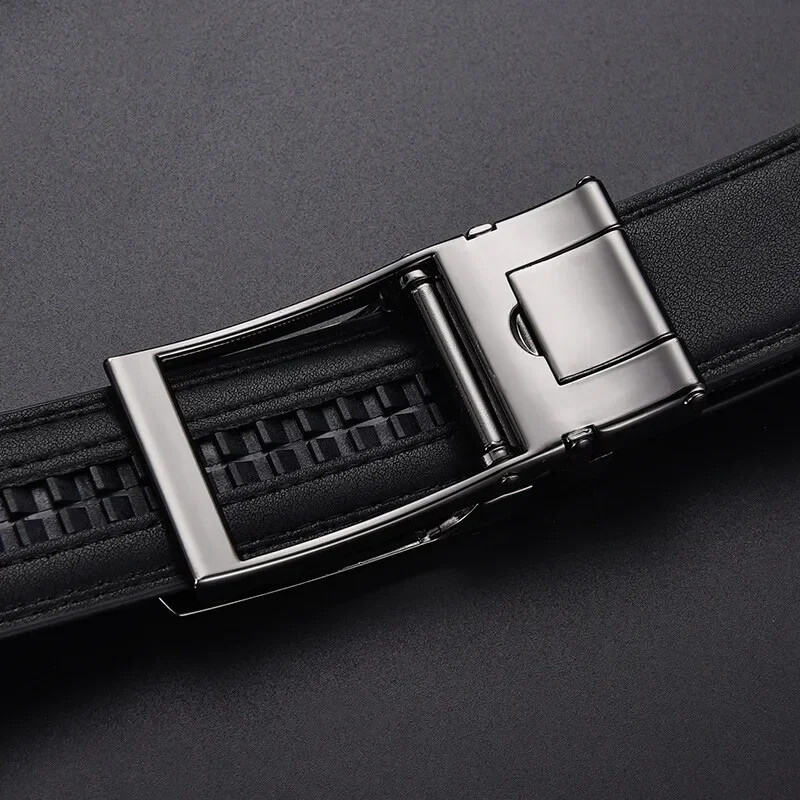 Pánsky opasok Click Belt Business Luxusný dizajnérsky značkový opasok z pravej kože, džínsový automatický nastaviteľný popruh s prackou z zliatiny