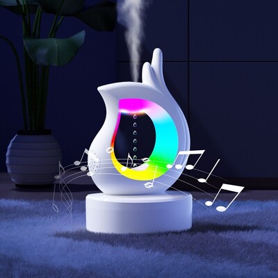 Pārnēsājams Bluetooth skaļrunis pretgravitācijas gaisa mitrinātājs zema trokšņa atmosfēra RGB nakts gaisma, smaga bass guļamistabas mūzikas atskaņotājs