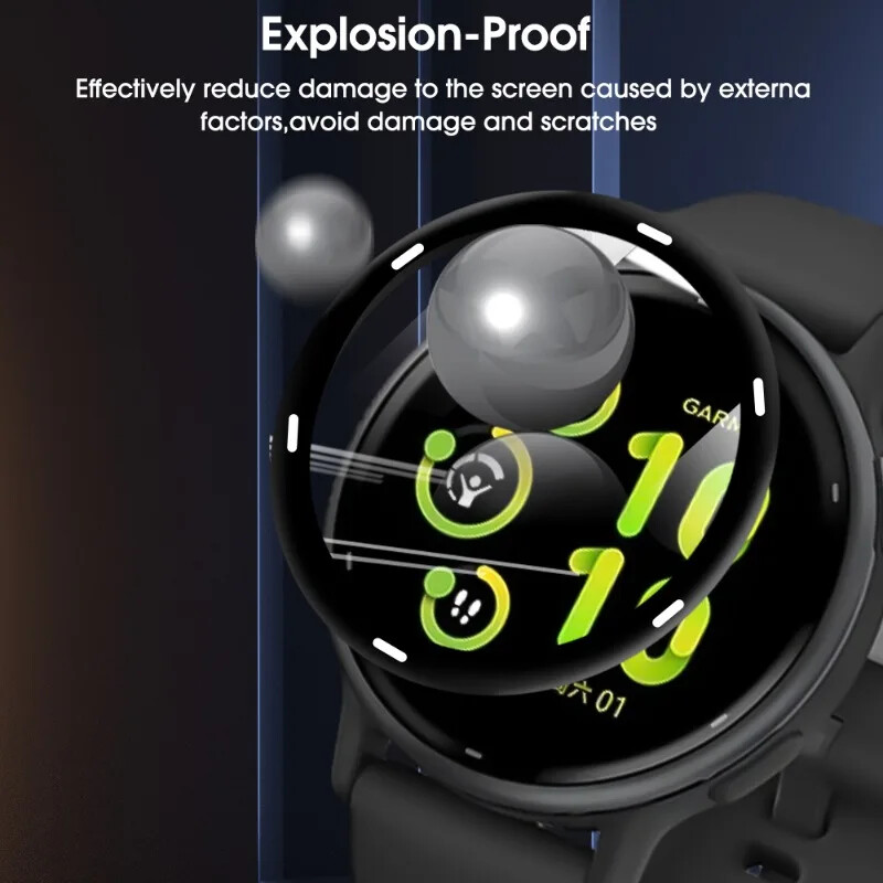 Ochranná fólia pre displej Garmin Vivoactive 5, 3D zakrivená, odolná voči poškriabaniu a plnému pokrytiu obrazovky