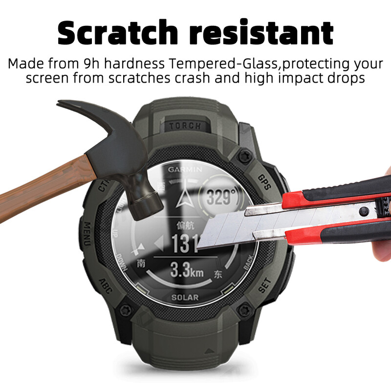 Ekrano apsauginė plėvelė Garmin instinct 2X Saulės grūdinto stiklo apsauga Garmin instinct 2X Nebraižomi stiklo priedai