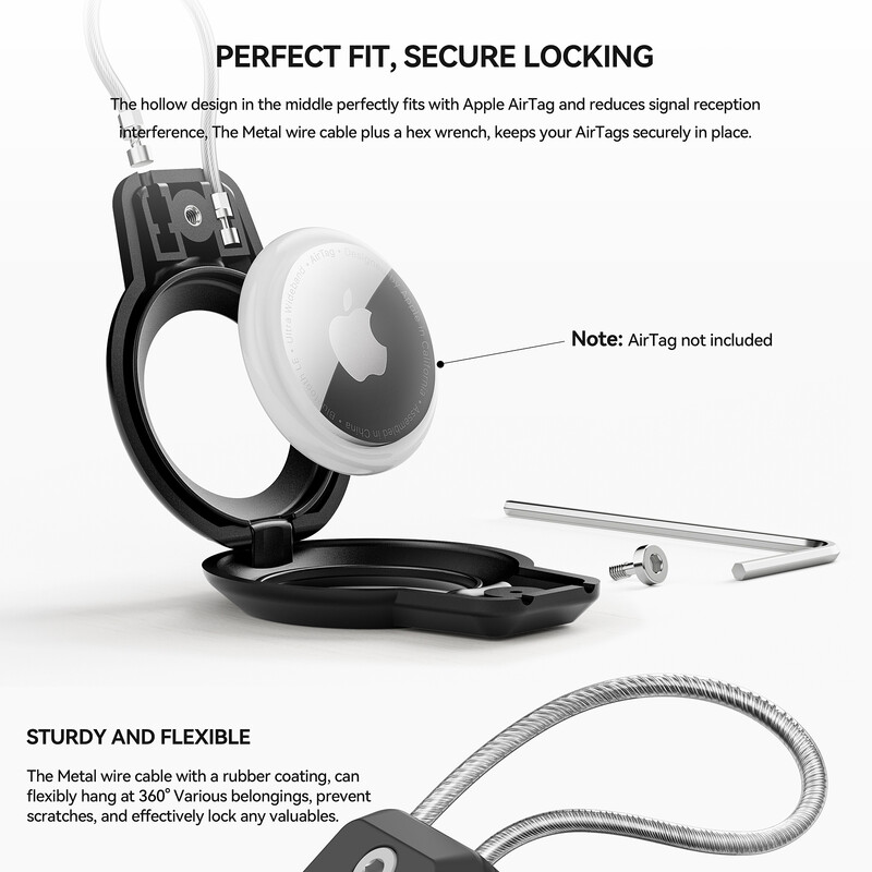 Για Apple AirTag Θήκη AirTag Θήκη μπρελόκ με συρμάτινο καλώδιο 360 μοιρών Προστατευτικό για το σακίδιο αποσκευών Κλειδιά κατοικίδιων ζώων Θήκη AirTag