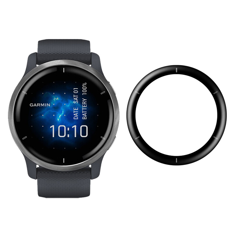 5D minkšto stiklo pluošto apsauginė plėvelė, skirta „Garmin Venu 2“ / „Venu 2S“ visiškai išlenkto dangčio ekrano apsauga išmaniojo laikrodžio priedams
