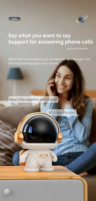 Vesmírny robotický subwoofer Bluetooth reproduktor Vonkajší Nový bezdrôtový Bluetooth astronaut astronaut reproduktor TWS dvojkúsok roztomilý stolný darček