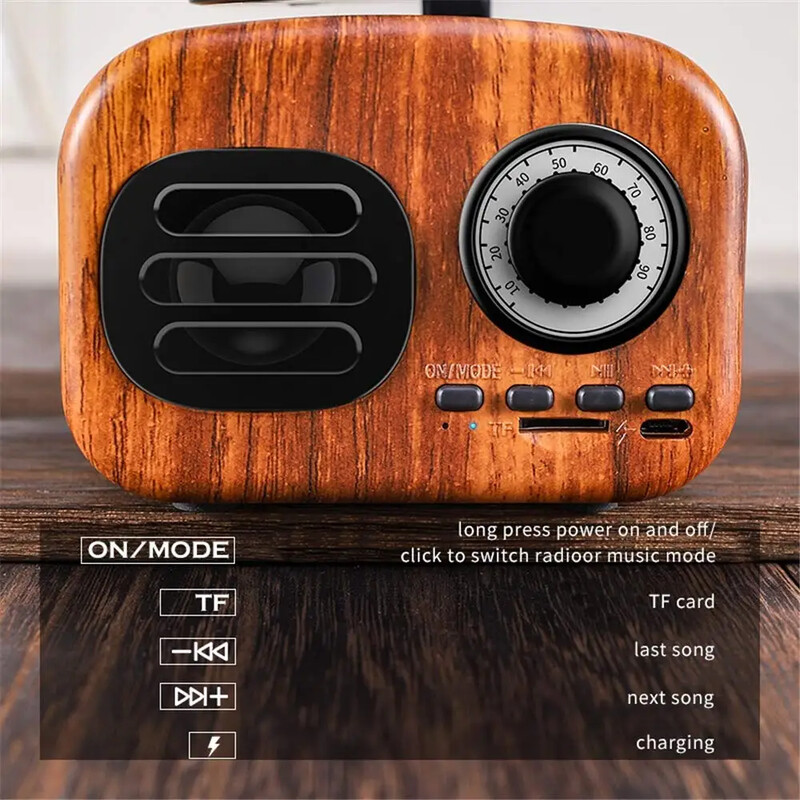 Bezdrôtový Bluetooth reproduktor, nabíjacia karta, malý stereo, retro, vintage, gramofón, prenosný, USB, cestovný