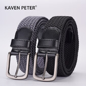 Cureaua neagră elastică pentru bărbați din piele cu vârful de sus curele de talie împletite din pânză pentru bărbați cu lățime de 4,0 cm
