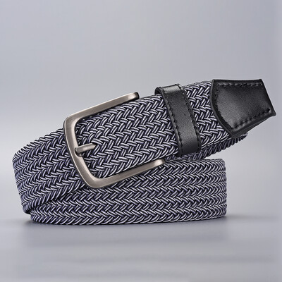 Cureaua neagră elastică pentru bărbați din piele cu vârful de sus curele de talie împletite din pânză pentru bărbați cu lățime de 4,0 cm