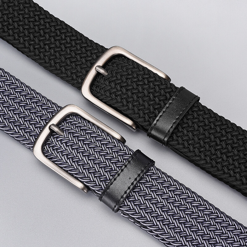 Cureaua neagră elastică pentru bărbați din piele cu vârful de sus curele de talie împletite din pânză pentru bărbați cu lățime de 4,0 cm
