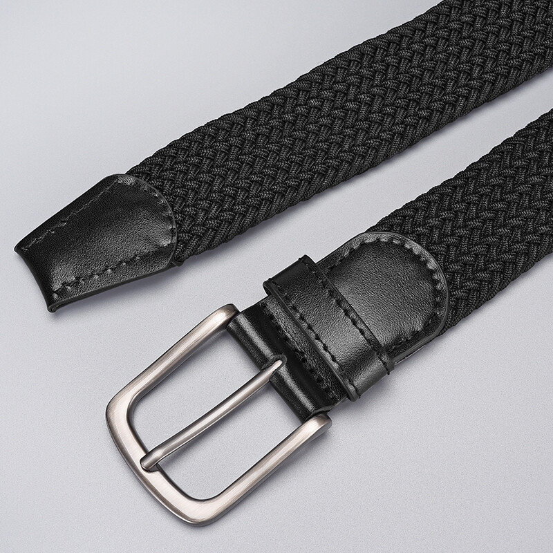 Cureaua neagră elastică pentru bărbați din piele cu vârful de sus curele de talie împletite din pânză pentru bărbați cu lățime de 4,0 cm