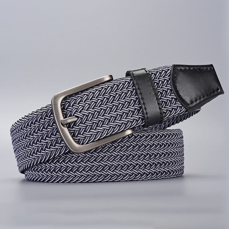 Cureaua neagră elastică pentru bărbați din piele cu vârful de sus curele de talie împletite din pânză pentru bărbați cu lățime de 4,0 cm