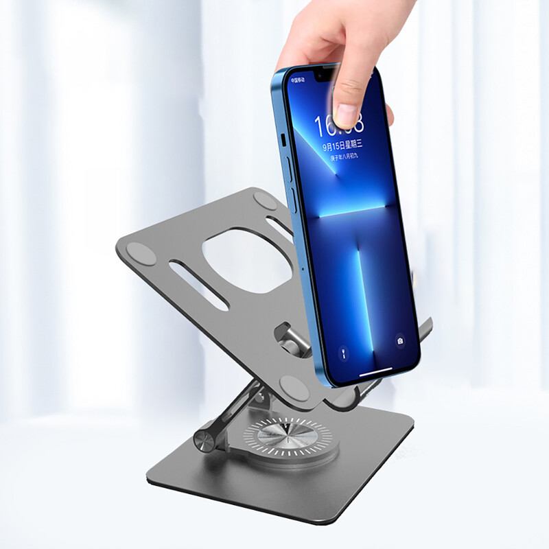 Skladací držiak na mobilný telefón, otočný o 360 stupňov, dutý stojan na tablet, protišmykový držiak na tablet, výškovo nastaviteľný pre 4,7-12 palcov