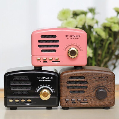 BT01 Retro Bluetooth-kompatibilis 5.0 hangszóró fából készült régi klasszikus stílusú erős basszuskiemelés Hangos hangerős hangdoboz FM rádióval