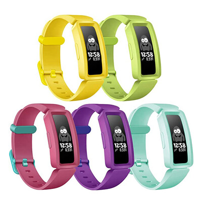 5 apyrankės, suderinamos su Fitbit Ace 2 Minkšto silikono vandeniui atsparios apyrankės Priedai Sportinio laikrodžio apyrankės, skirtos Fitbit