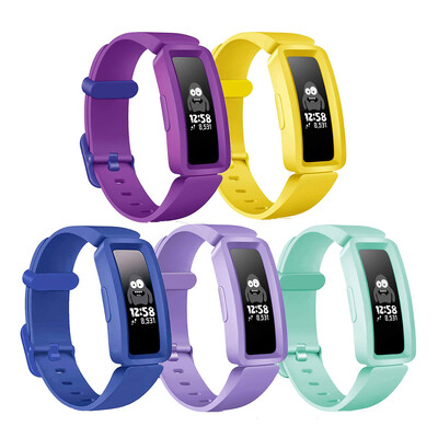 5 apyrankės, suderinamos su Fitbit Ace 2 Minkšto silikono vandeniui atsparios apyrankės Priedai Sportinio laikrodžio apyrankės, skirtos Fitbit