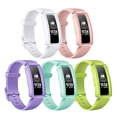 5 apyrankės, suderinamos su Fitbit Ace 2 Minkšto silikono vandeniui atsparios apyrankės Priedai Sportinio laikrodžio apyrankės, skirtos Fitbit