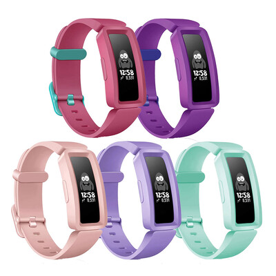 5 apyrankės, suderinamos su Fitbit Ace 2 Minkšto silikono vandeniui atsparios apyrankės Priedai Sportinio laikrodžio apyrankės, skirtos Fitbit