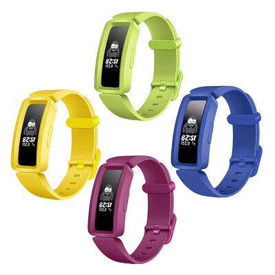 Pachet de 4 curea pentru ceas inteligent Fitbit ACE 2 brăţară pentru copii, brăţară din silicon pentru Fit Bit Inspire/Inspire HR Band Correa