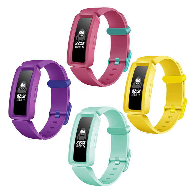 Pachet de 4 curea pentru ceas inteligent Fitbit ACE 2 brăţară pentru copii, brăţară din silicon pentru Fit Bit Inspire/Inspire HR Band Correa
