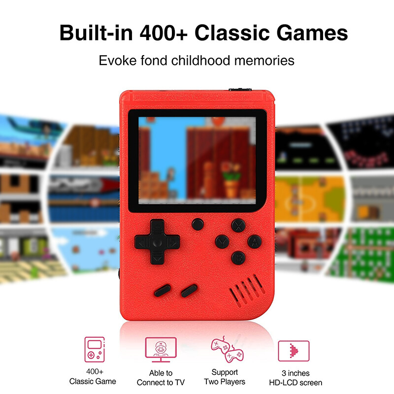 NAUJA Nešiojama Retro Mini vaizdo žaidimų konsolė 8 bitų delninis žaidimų grotuvas Integruotas 400 žaidimų AV Out žaidimų konsolė Gameboy videojuego