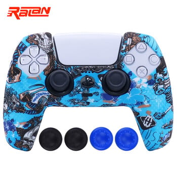 Мек силиконов защитен калъф за PS5 контролер Gamepad Skin Cases Cover Shell за Playstation 5 Joystick с капачки за захващане на стик