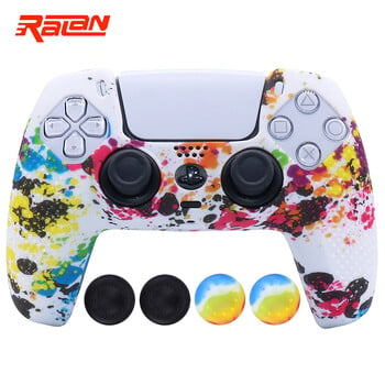 Мек силиконов защитен калъф за PS5 контролер Gamepad Skin Cases Cover Shell за Playstation 5 Joystick с капачки за захващане на стик