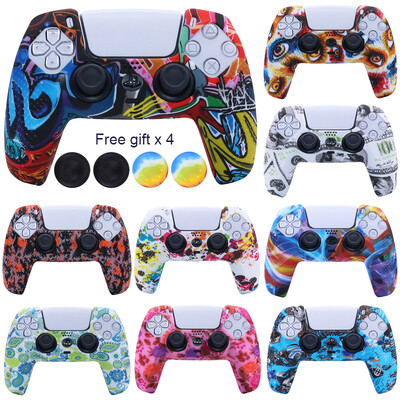 Puha szilikon védőtok PS5 vezérlőhöz, játékpad bőréhez, védőtok Playstation 5 joystickhez, bot markolat sapkákkal