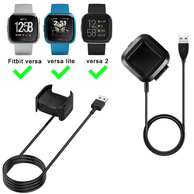 USB lādētājs Fitbit Versa2 viedajai rokassprādzei USB uzlādes kabelis Fitbit Versa Lite Versa 2 kabeļa vadu klipu dokstacijas piederumiem