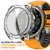 Rūdīta stikla pulksteņa futrālis Garmin Fenix 8 47mm 51mm Fenix8 universāls ekrāna aizsargs Cietā datora bufera pārsega piederumi