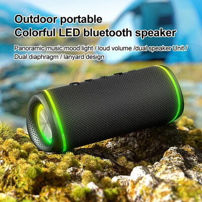 Fabrice Mesh bežični boombox Rockmia EBS-609 prijenosni vodootporni stereo 5.3 s RGB svjetlom vanjski 16W Bluetooth zvučnik Bt