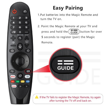 Надстроено Voice Magic Remote за LG OLED Smart TV Magic Remote Replacement AN-MR20GA MR19BA MR18BA MR650A, с функция за показалец