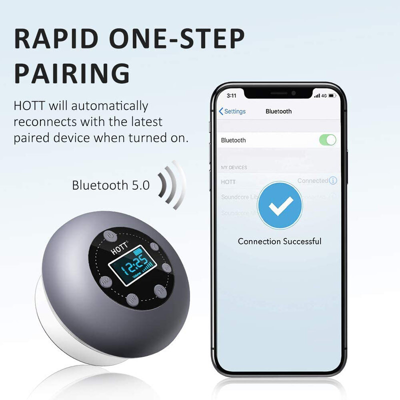 Vízálló zuhany rádió vezeték nélküli Bluetooth hangszóró hordozható fürdőszoba hangszóró kültéri zenelejátszó kihangosító hívás FM LCD kijelző