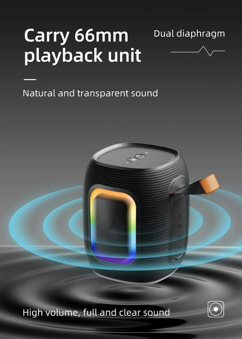 SODLK T26 Mini Bluetooth reproduktor Vonkajší prenosný bezdrôtový stĺpový IPX7 vodotesný HIFI bezstratový zvukový stereo subwoofer