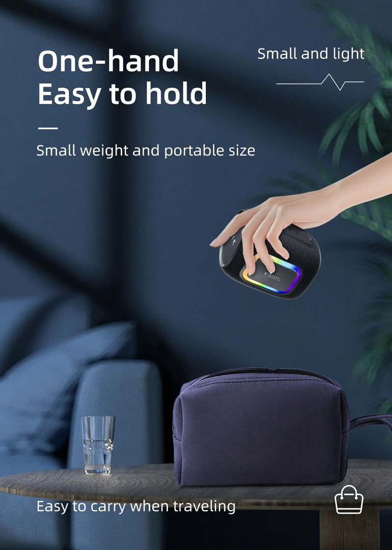 SODLK T26 Mini Bluetooth reproduktor Vonkajší prenosný bezdrôtový stĺpový IPX7 vodotesný HIFI bezstratový zvukový stereo subwoofer