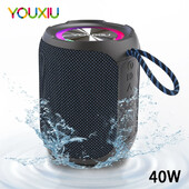 YOUXIU 40W nešiojamasis Bluetooth garsiakalbis Žemųjų dažnių garsiakalbis 360 laipsnių stereo erdvinio garso dėžutė vandeniui atspari IPX7 palaikymas TF TWS USB garsiakalbiai