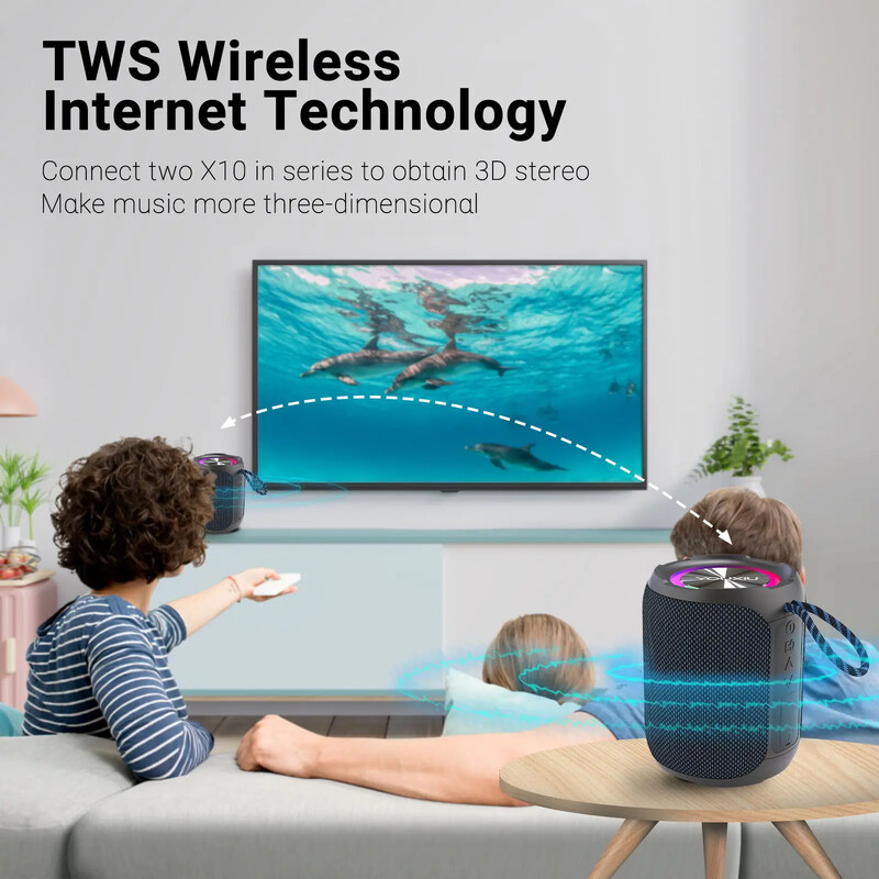 YOUXIU 40W nešiojamasis Bluetooth garsiakalbis Žemųjų dažnių garsiakalbis 360 laipsnių stereo erdvinio garso dėžutė vandeniui atspari IPX7 palaikymas TF TWS USB garsiakalbiai