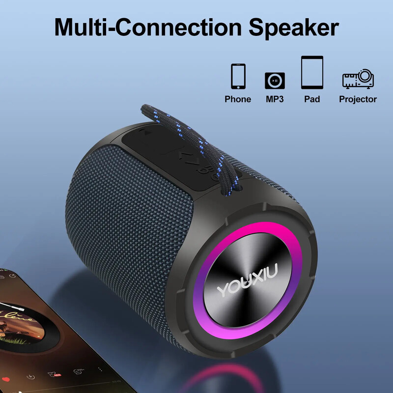 YOUXIU 40W nešiojamasis Bluetooth garsiakalbis Žemųjų dažnių garsiakalbis 360 laipsnių stereo erdvinio garso dėžutė vandeniui atspari IPX7 palaikymas TF TWS USB garsiakalbiai