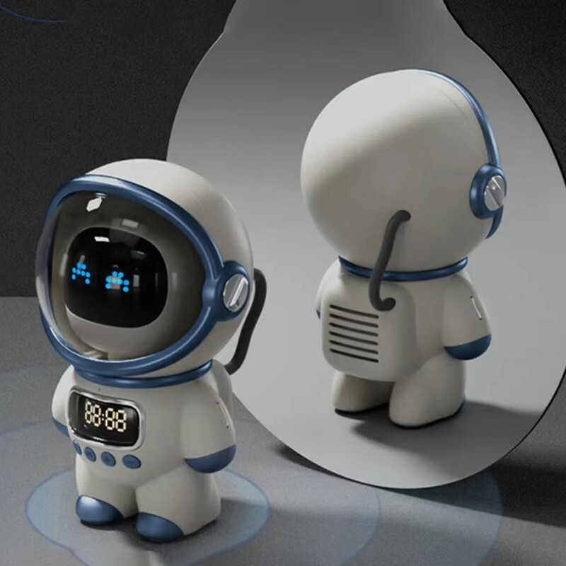 Mini difuzor inteligent astronaut Bluetooth Caseta de sunet Stereo portabil Ai Audio interactiv cu ceas cu alarmă Suport TF/FM Cadou pentru copii