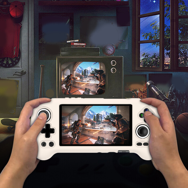 ANBERNIC RG556 játékkonzolhoz, puha szilikon tok, cseppálló ütésálló védőborítás + edzett film 9H HD képernyővédő fólia