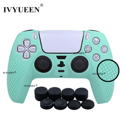 Αντιολισθητικό δέρμα IVYUEEN για θήκη σιλικόνης χειριστηρίου PS5 PlayStation 5 & 8 καλύμματα λαβής αντίχειρα για κάλυμμα Dualsense