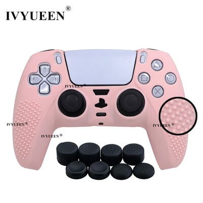 Αντιολισθητικό δέρμα IVYUEEN για θήκη σιλικόνης χειριστηρίου PS5 PlayStation 5 & 8 καλύμματα λαβής αντίχειρα για κάλυμμα Dualsense