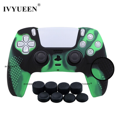 Αντιολισθητικό δέρμα IVYUEEN για θήκη σιλικόνης χειριστηρίου PS5 PlayStation 5 & 8 καλύμματα λαβής αντίχειρα για κάλυμμα Dualsense