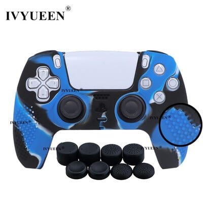 Αντιολισθητικό δέρμα IVYUEEN για θήκη σιλικόνης χειριστηρίου PS5 PlayStation 5 & 8 καλύμματα λαβής αντίχειρα για κάλυμμα Dualsense